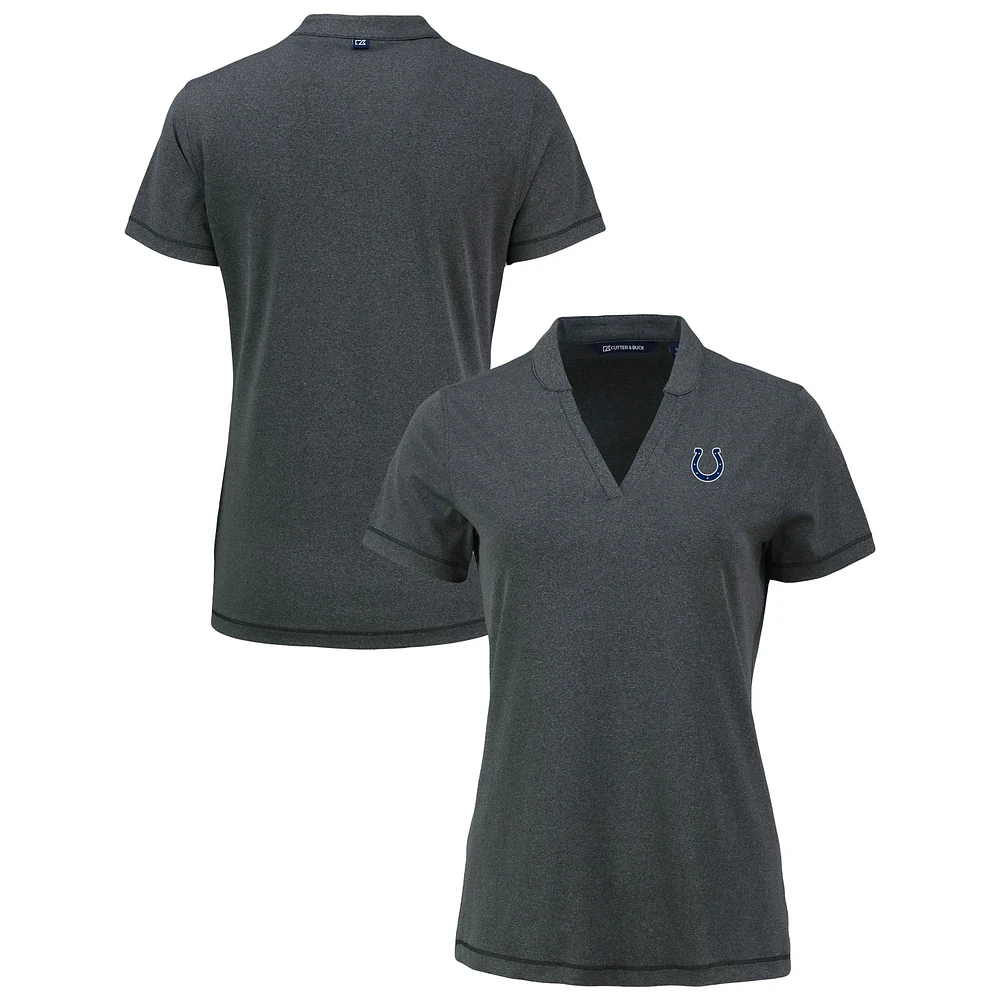 Women's Cutter & Buck Heather Black Indianapolis Colts Forge Stretch Blade DryTec V-Neck Polo