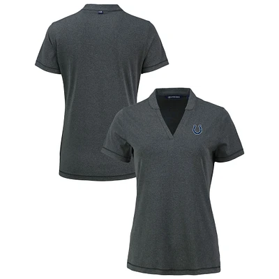 Women's Cutter & Buck Heather Black Indianapolis Colts Forge Stretch Blade DryTec V-Neck Polo