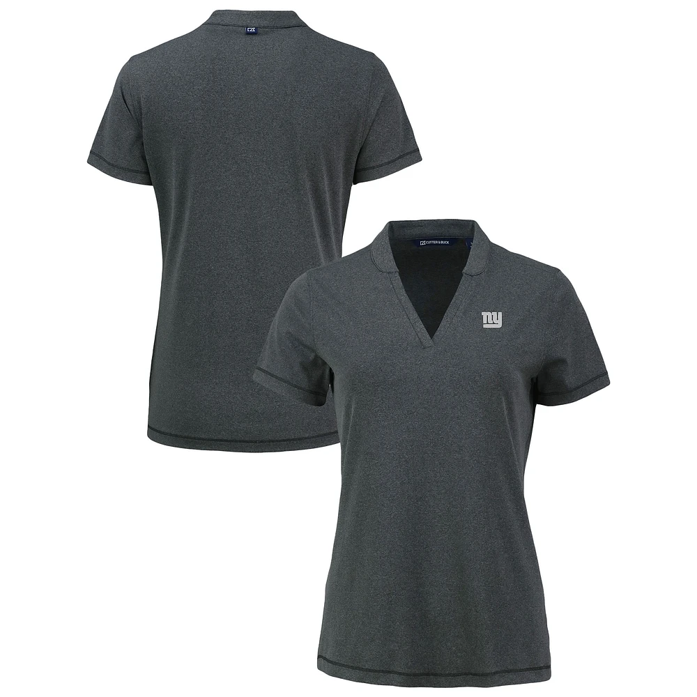 Women's Cutter & Buck Heather Black New York Giants Forge Stretch Blade DryTec V-Neck Polo