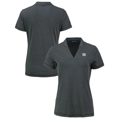 Women's Cutter & Buck Heather Black New York Giants Forge Stretch Blade DryTec V-Neck Polo
