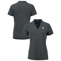 Women's Cutter & Buck Heather Black New York Giants Forge Stretch Blade DryTec V-Neck Polo
