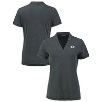 Women's Cutter & Buck Heather Black San Francisco 49ers Forge Stretch Blade DryTec V-Neck Polo