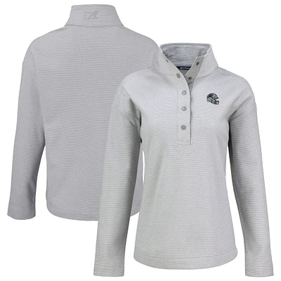 Women's Cutter & Buck  Gray Carolina Panthers Hunts Point Eco Half-Snap Sweatshirt