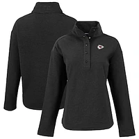 Women's Cutter & Buck  Black Kansas City Chiefs Hunts Point Eco Half-Snap Sweatshirt