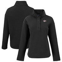 Women's Cutter & Buck  Black Kansas City Chiefs Hunts Point Eco Half-Snap Sweatshirt