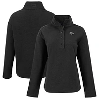 Women's Cutter & Buck  Black Denver Broncos Hunts Point Eco Half-Snap Sweatshirt