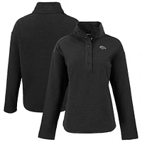 Women's Cutter & Buck  Black Denver Broncos Hunts Point Eco Half-Snap Sweatshirt