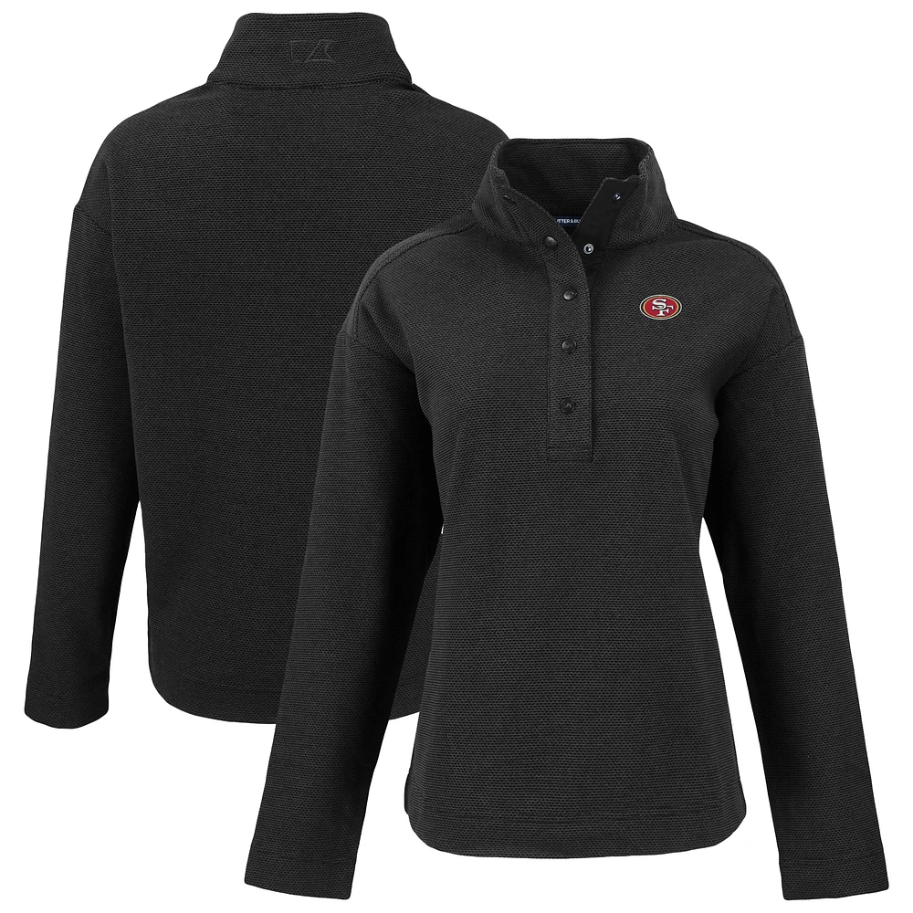 Women's Cutter & Buck  Black San Francisco 49ers Hunts Point Eco Half-Snap Sweatshirt