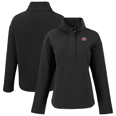 Women's Cutter & Buck  Black San Francisco 49ers Hunts Point Eco Half-Snap Sweatshirt