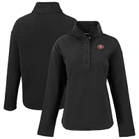 Women's Cutter & Buck  Black San Francisco 49ers Hunts Point Eco Half-Snap Sweatshirt
