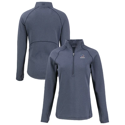 Women's Cutter & Buck Heather Navy Chicago Bears Americana Peshastin Eco Fleece Recycled Tri-Blend Raglan Half-Zip Jacket