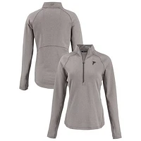 Women's Cutter & Buck Heather Gray Atlanta Falcons  Peshastin Eco Fleece Recycled Tri-Blend Raglan Half-Zip Jacket