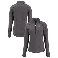 Women's Cutter & Buck Heather San Francisco 49ers Peshastin Eco Fleece Recycled Tri-Blend Raglan Half-Zip Jacket