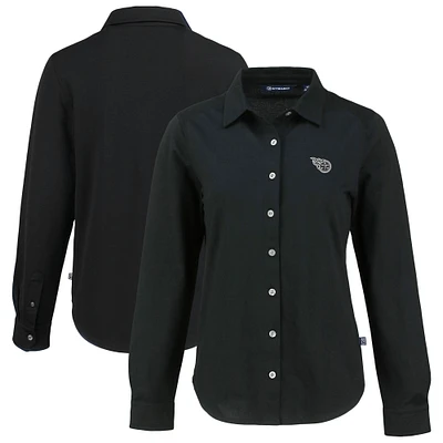 Women's Cutter & Buck Tennessee Titans Advantage Eco Soft Pique Tri-Blend Long Sleeve Button-Up Shirt