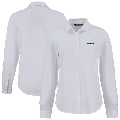 Women's Cutter & Buck White San Francisco 49ers Americana Advantage Eco Soft Pique Tri-Blend Long Sleeve Button-Up Shirt