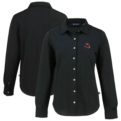 Women's Cutter & Buck Washington Commanders Advantage Eco Soft Pique Tri-Blend Long Sleeve Button-Up Shirt
