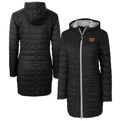 Women's Cutter & Buck Black Washington Commanders  Rainier PrimaLoft® Eco Insulated Full-Zip Hooded Long Coat