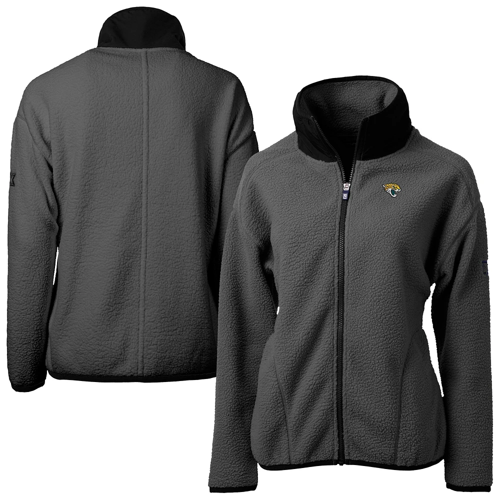 Women's Cutter & Buck Charcoal Jacksonville Jaguars Cascade Eco Sherpa Fleece Full-Zip Jacket