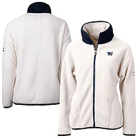 Women's Cutter & Buck Oatmeal Washington Commanders Americana Cascade Eco Sherpa Fleece Full-Zip Jacket