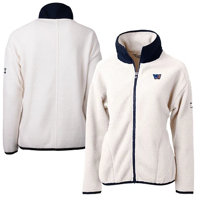 Women's Cutter & Buck Oatmeal Washington Commanders Americana Cascade Eco Sherpa Fleece Full-Zip Jacket