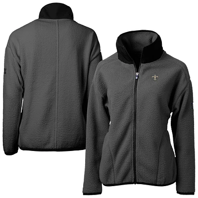 Women's Cutter & Buck Charcoal New Orleans Saints  Cascade Eco Sherpa Fleece Full-Zip Jacket