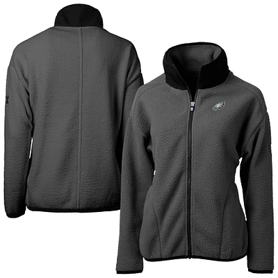 Women's Cutter & Buck Charcoal Philadelphia Eagles  Cascade Eco Sherpa Fleece Full-Zip Jacket