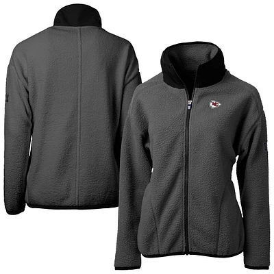 Women's Cutter & Buck Charcoal Kansas City Chiefs  Cascade Eco Sherpa Fleece Full-Zip Jacket
