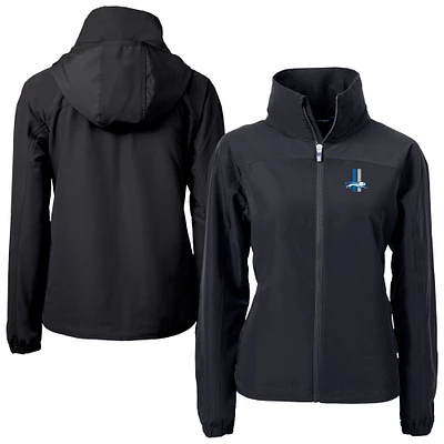 Women's Cutter & Buck Black Detroit Lions Historic Charter Eco Recycled Full-Zip Jacket