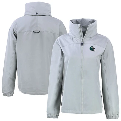Women's Cutter & Buck Gray Philadelphia Eagles Helmet Charter Eco Recycled Full-Zip Jacket
