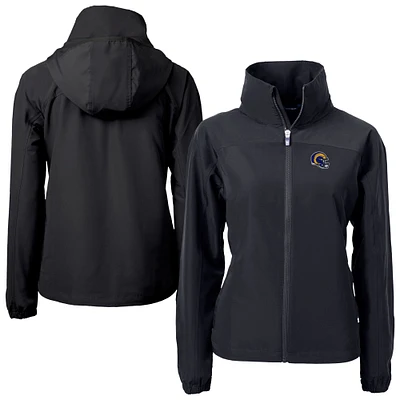 Women's Cutter & Buck Black Los Angeles Rams Helmet Charter Eco Recycled Full-Zip Jacket