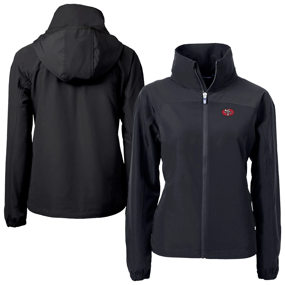 Women's Cutter & Buck Black San Francisco 49ers Charter Eco Recycled Full-Zip Jacket