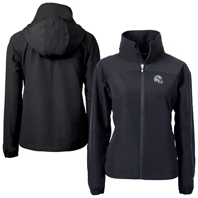 Women's Cutter & Buck Black Miami Dolphins Helmet Charter Eco Recycled Full-Zip Jacket