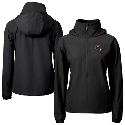 Women's Cutter & Buck Black Washington Commanders  Charter Eco Recycled Half-Zip Hooded Anorak Jacket