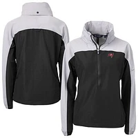Women's Cutter & Buck Black Tampa Bay Buccaneers  Charter Eco Recycled Half-Zip Hooded Anorak Jacket