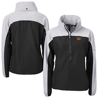 Women's Cutter & Buck Black Washington Commanders  Charter Eco Recycled Half-Zip Hooded Anorak Jacket