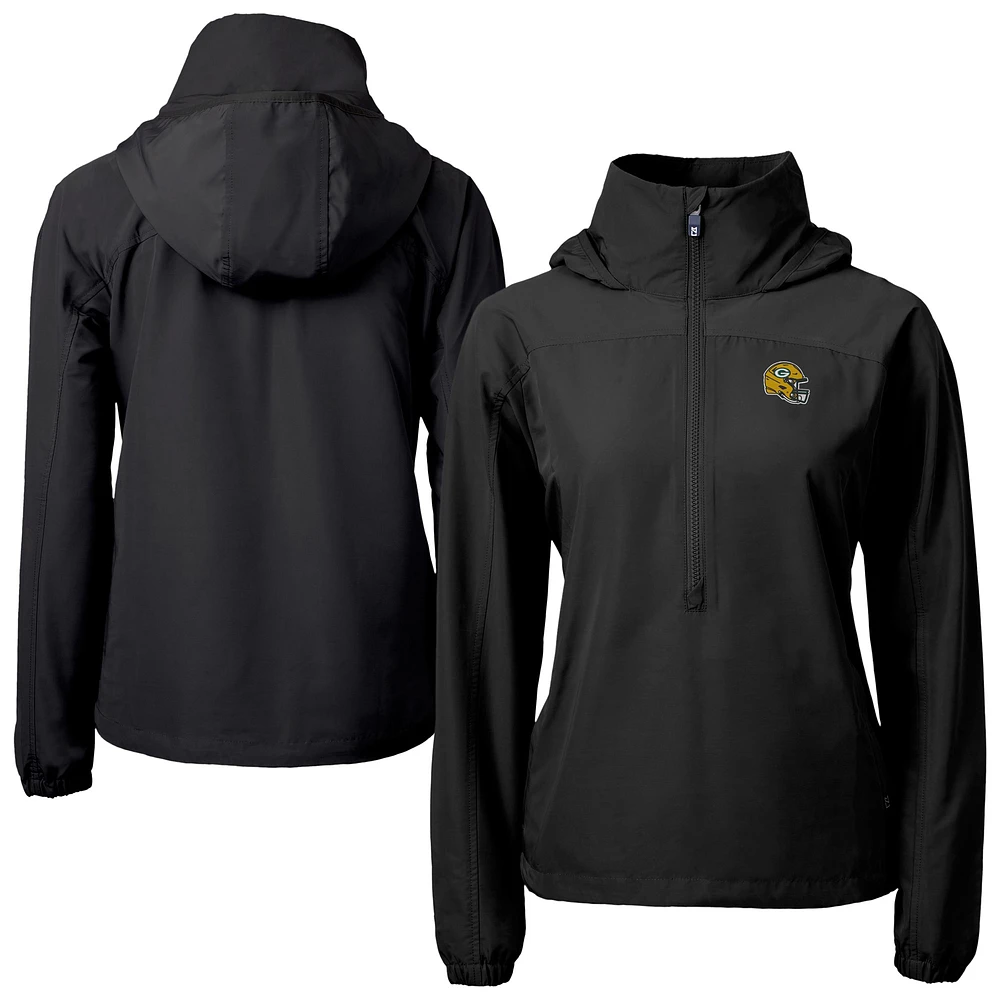 Women's Cutter & Buck Green Bay Packers Charter Eco Recycled Half-Zip Hooded Anorak Jacket