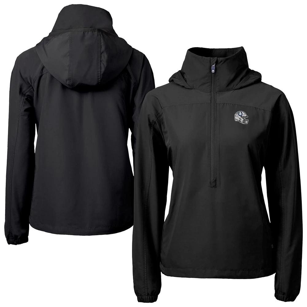 Women's Cutter & Buck Black Indianapolis Colts  Charter Eco Recycled Half-Zip Hooded Anorak Jacket