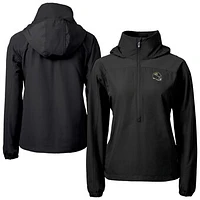 Women's Cutter & Buck Black Jacksonville Jaguars  Charter Eco Recycled Half-Zip Hooded Anorak Jacket