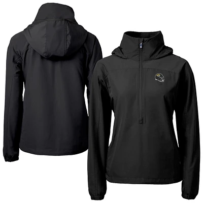 Women's Cutter & Buck Black Jacksonville Jaguars  Charter Eco Recycled Half-Zip Hooded Anorak Jacket
