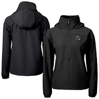 Women's Cutter & Buck Black Jacksonville Jaguars  Charter Eco Recycled Half-Zip Hooded Anorak Jacket