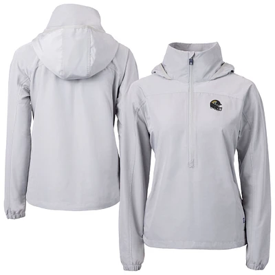 Women's Cutter & Buck Gray Jacksonville Jaguars  Charter Eco Recycled Half-Zip Hooded Anorak Jacket