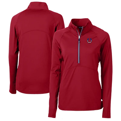 Women's Cutter & Buck Red Indianapolis Colts Americana Adapt Eco Knit Stretch Recycled Raglan Half-Zip Top