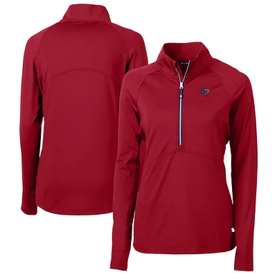 Women's Cutter & Buck Red Tampa Bay Buccaneers Americana Adapt Eco Knit Stretch Recycled Raglan Half-Zip Top