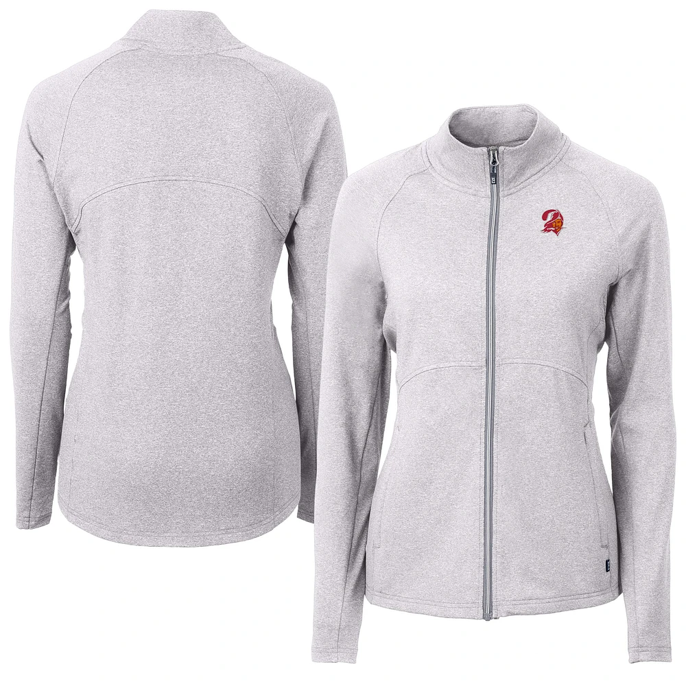 Women's Cutter & Buck Heather Gray Tampa Bay Buccaneers Adapt Eco Knit Full-Zip Jacket