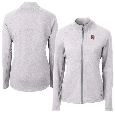 Women's Cutter & Buck Heather Gray Tampa Bay Buccaneers Adapt Eco Knit Full-Zip Jacket