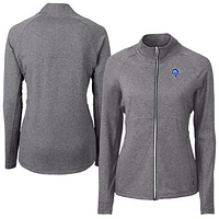 Women's Cutter & Buck Heather Black Los Angeles Rams Adapt Eco Knit Full-Zip Jacket