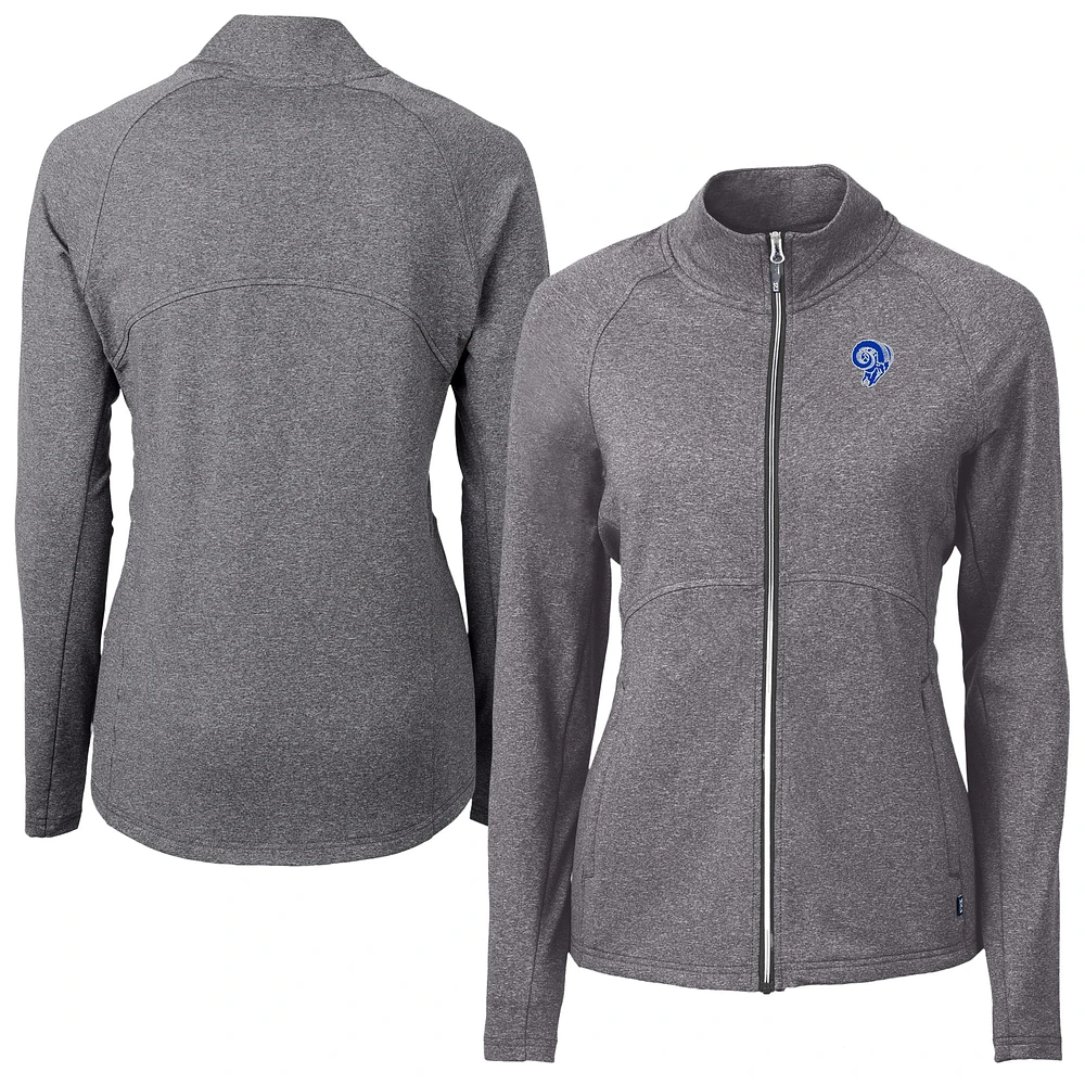 Women's Cutter & Buck Heather Black Los Angeles Rams Adapt Eco Knit Full-Zip Jacket