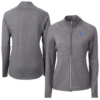 Women's Cutter & Buck Heather Black Los Angeles Rams Adapt Eco Knit Full-Zip Jacket