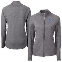 Women's Cutter & Buck Heather Black Los Angeles Rams Adapt Eco Knit Full-Zip Jacket