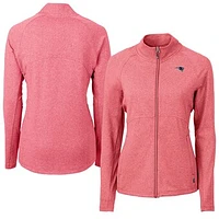 Women's Cutter & Buck Heather Red New England Patriots Adapt Eco Knit Full-Zip Jacket